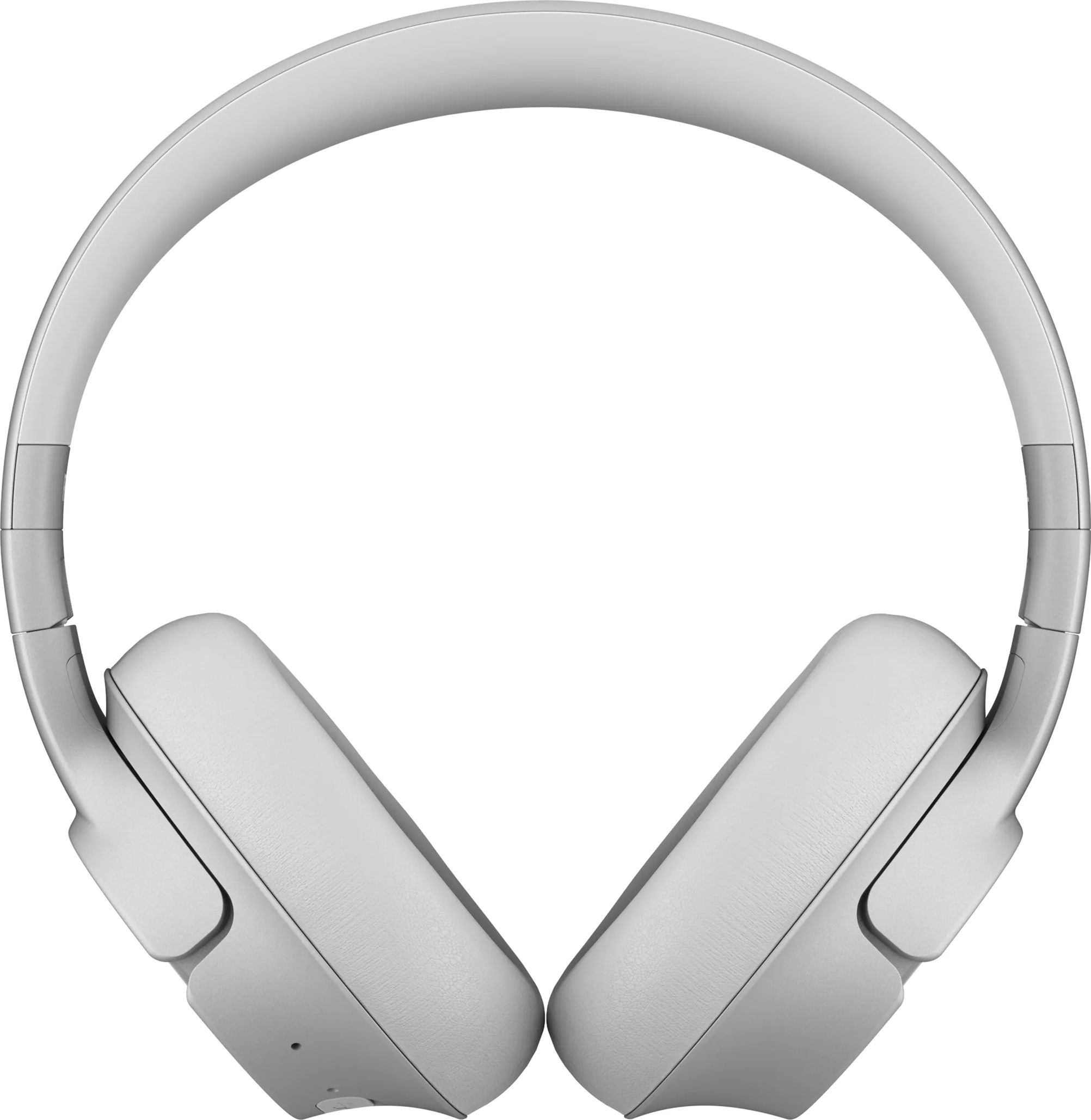 Weiße Over-Ear-Kopfhörer mit silbernen Akzenten, auf weißem Hintergrund.
