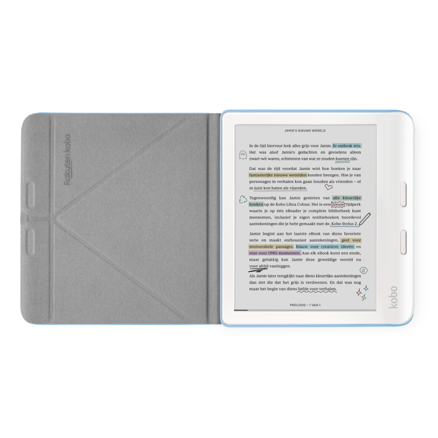 Kobo Libra Colour Bookcase Hoes Shockabsorberend - Roze