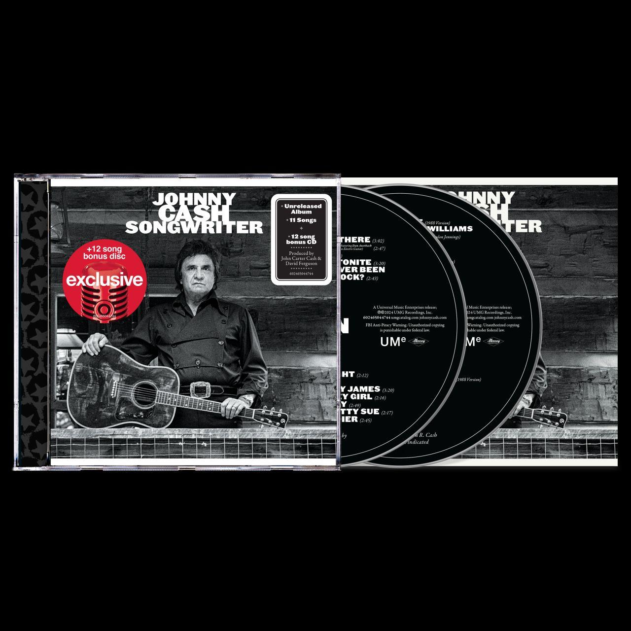 CD-Hülle mit Johnny Cash CD. Die CD hat ein Bild von Johnny Cash mit einer Gitarre.