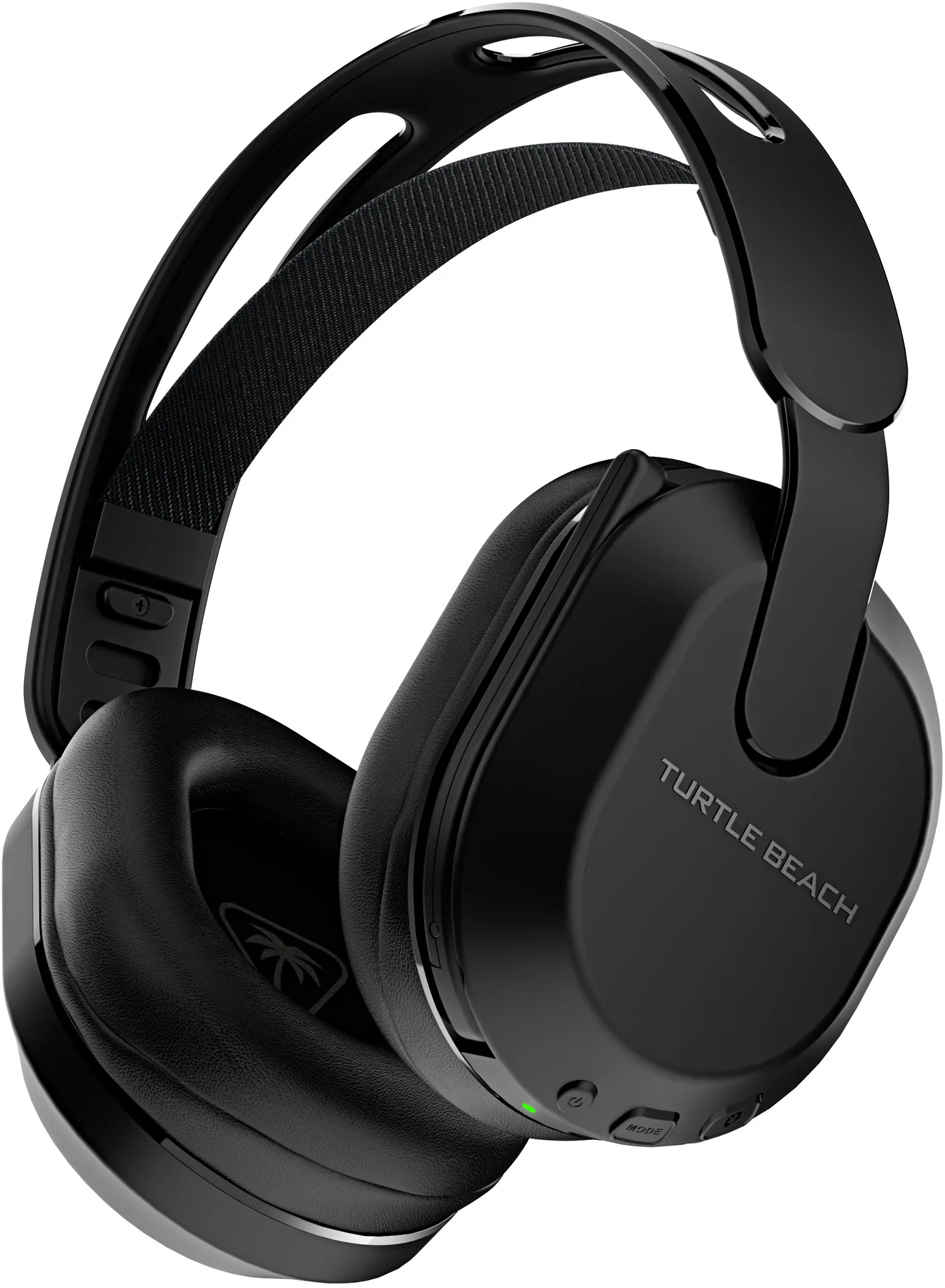 Cuffie Turtle Beach nere con design curvo e controlli sul padiglione destro.