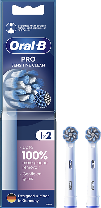 Oral-B fogkefefejek csomagolása, két cserélhető fejjel.