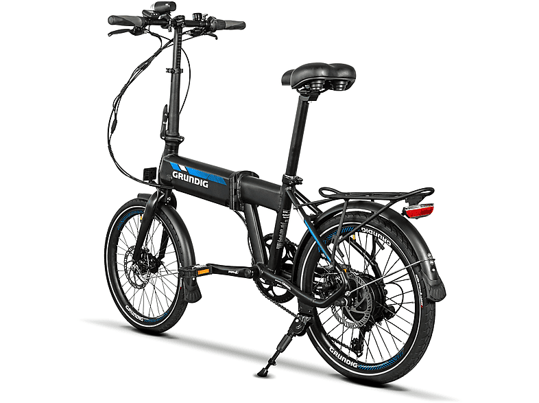 GRUNDIG E-Faltrad 20" Urbanbike (Laufradgröße: 20 Zoll, Rahmenhöhe: 30 cm, Unisex-Rad, 252 Wh, Schwarz)