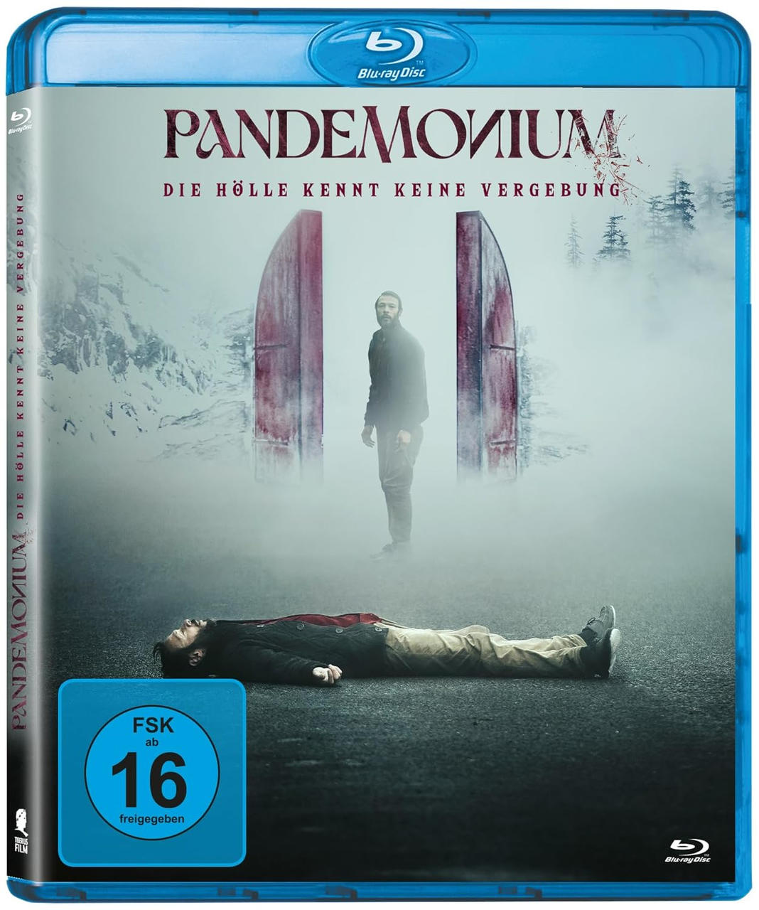 Blu-ray-Disc-Hülle mit Mann im Wald, ein anderer liegt am Boden.