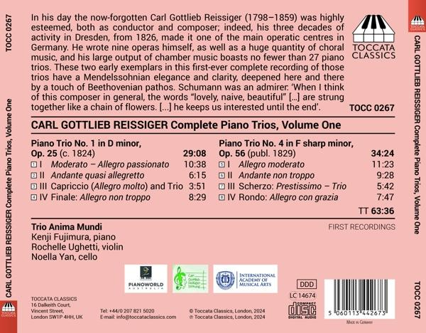 CD-Rückseite mit Werk- und Künstlerinformationen, Noten und Trackliste.
