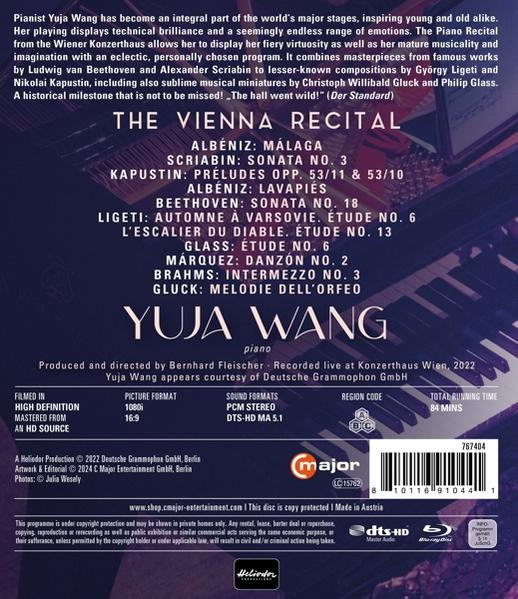 Rückseite einer DVD-Hülle. Sie enthält Titel, Credits und eine Liste der Musikstücke von Yuja Wang.