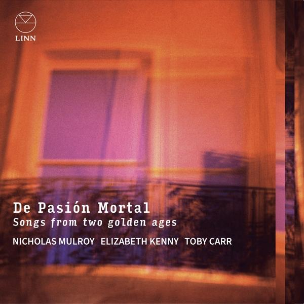Albumcover, De Pasión Mortal. Fensteransicht. Orange- und Lilatöne.