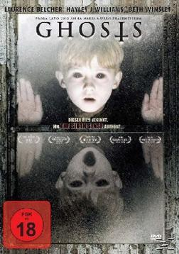 DVD-Cover für 'Ghosts', mit dem Gesicht eines Jungen und einer Spiegelung, dunkler Hintergrund.