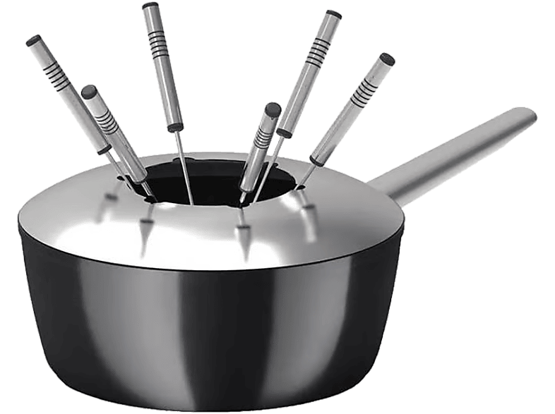 KOENIG B02234 Fondue 2 Liter one for all, Silber/Schwarz