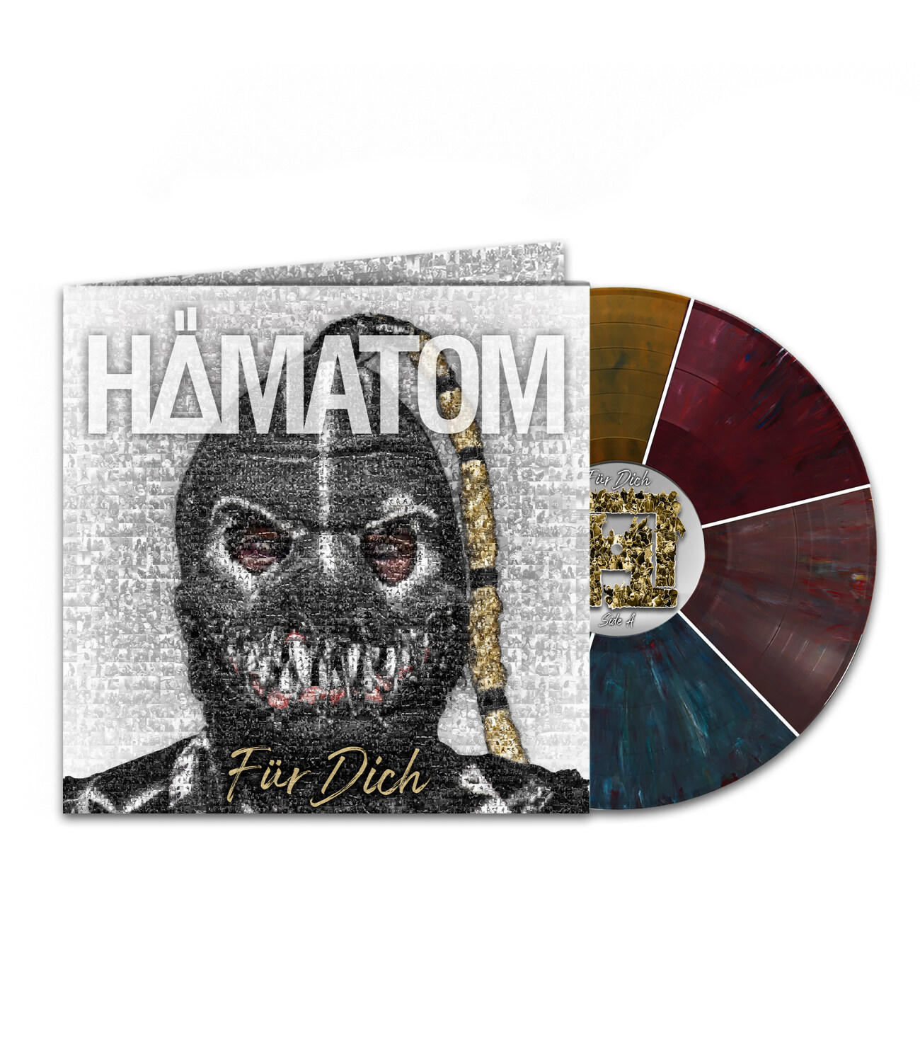 Vinylplatte mit Gesichtsillustration und Albumtitel: HAMATOM Für Dich.