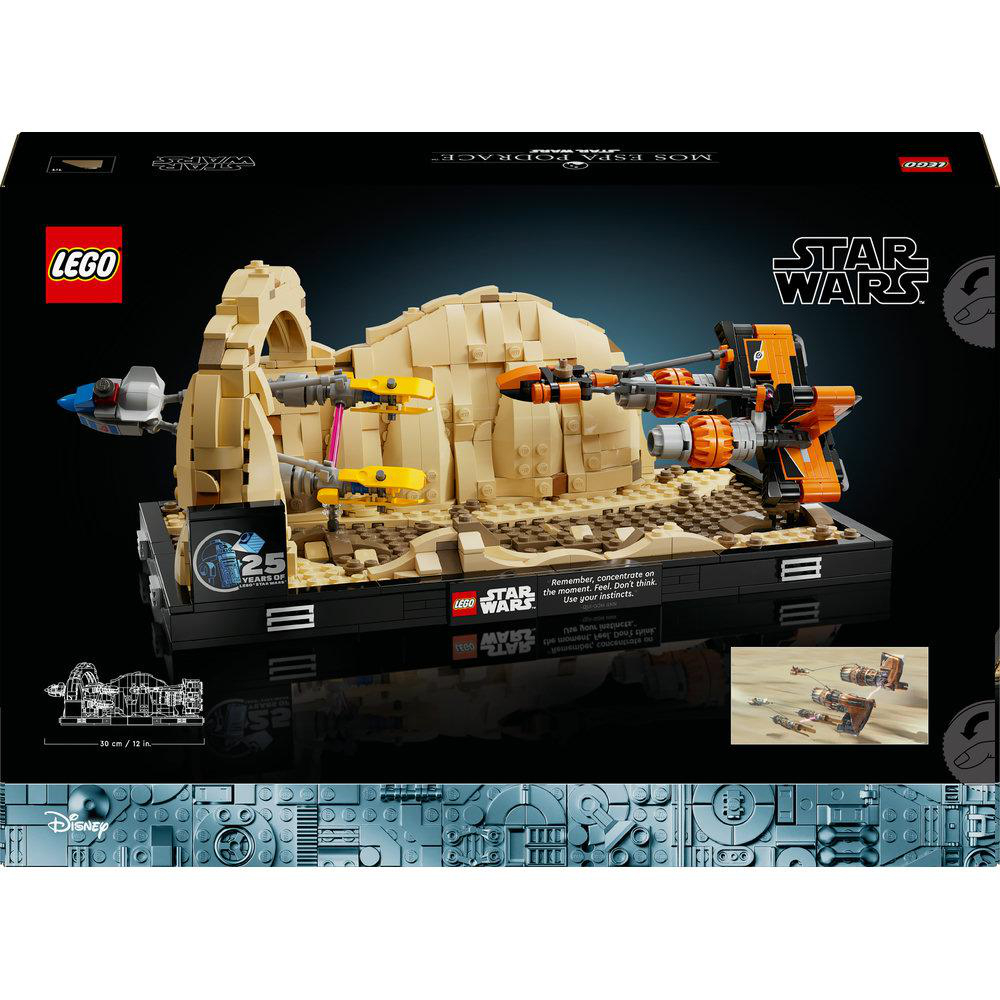 Lego Star Wars Set-Box. Sie zeigt eine Sandlandschaft mit Raumschiffen. Die Box hat Lego- und Star Wars-Logos.