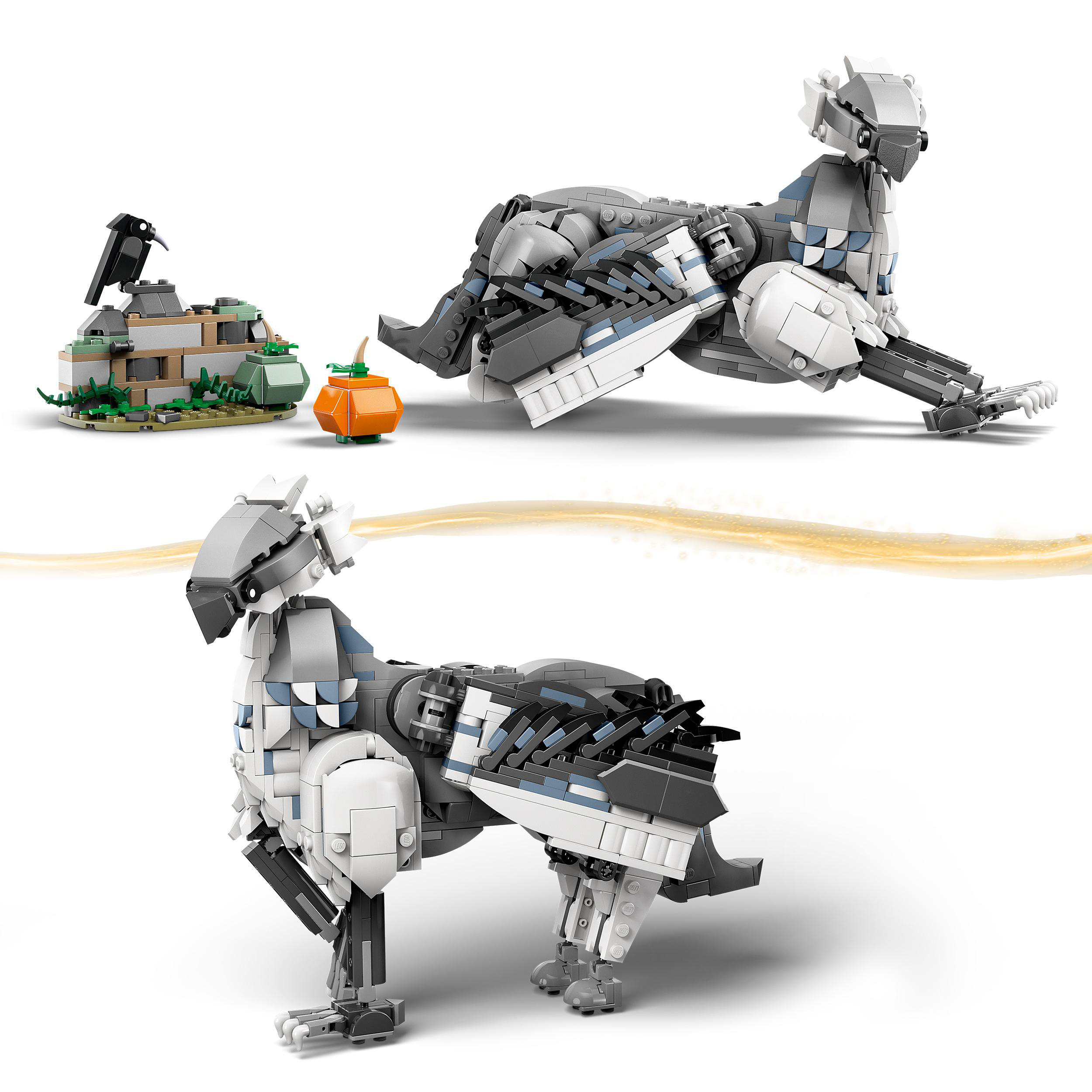 Lego-Modell eines Wesens, grau und weiß, in zwei verschiedenen Posen.