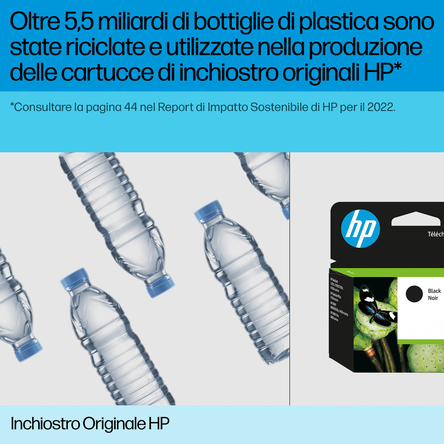Immagine che mostra bottiglie e una cartuccia d'inchiostro nero con testo.