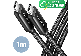 AXAGON USB 2.0 Type-C - USB Type-C töltő kábel, PD 3.1, max 240W, 1 méter, fekete (BUCM2-CM10AB)