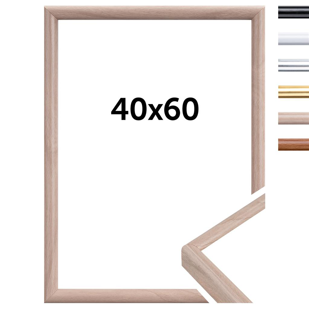 Fa képkeret, látható méretekkel 40x60. Több keretszín opció is látható.