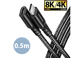 AXAGON USB Type-C 3.2 Gen2 hosszabbító kábel, max 240W 48V, 5A, 0,5 méter, fekete (BUCM32-CF05AB)