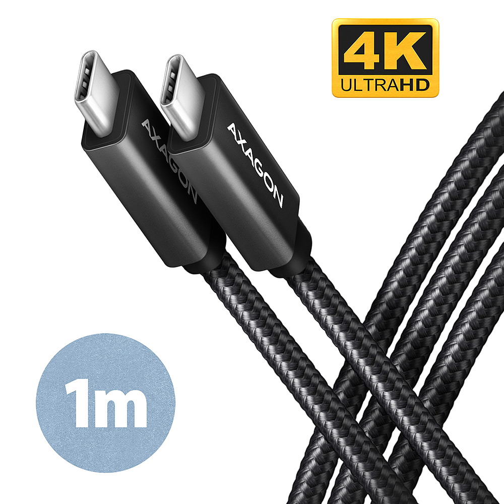 AXAGON USB Type-C 3.2 Gen2 - adatkábel, max 100W, 1 méter, fekete (BUCM32-CM10AB)