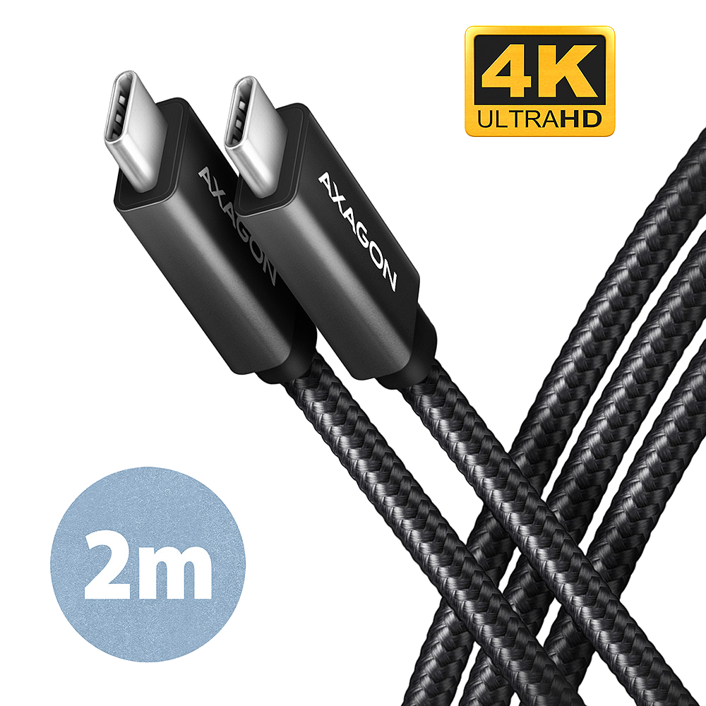AXAGON USB Type-C 3.2 Gen2 - adatkábel, max 100W, 2 méter, fekete (BUCM32-CM20AB)