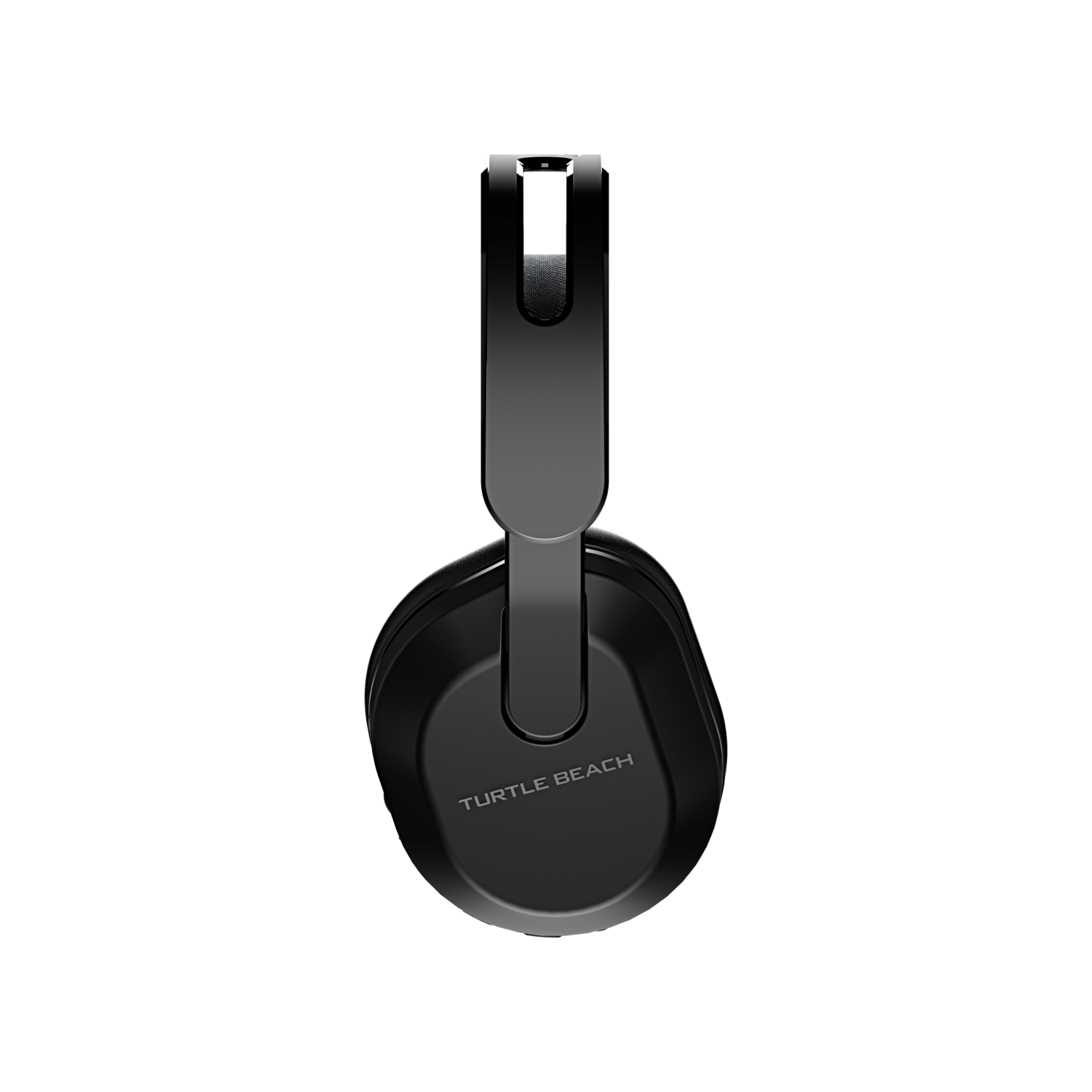 Casque Turtle Beach noir, vu d'en haut, montrant les écouteurs et l'arceau supérieur.