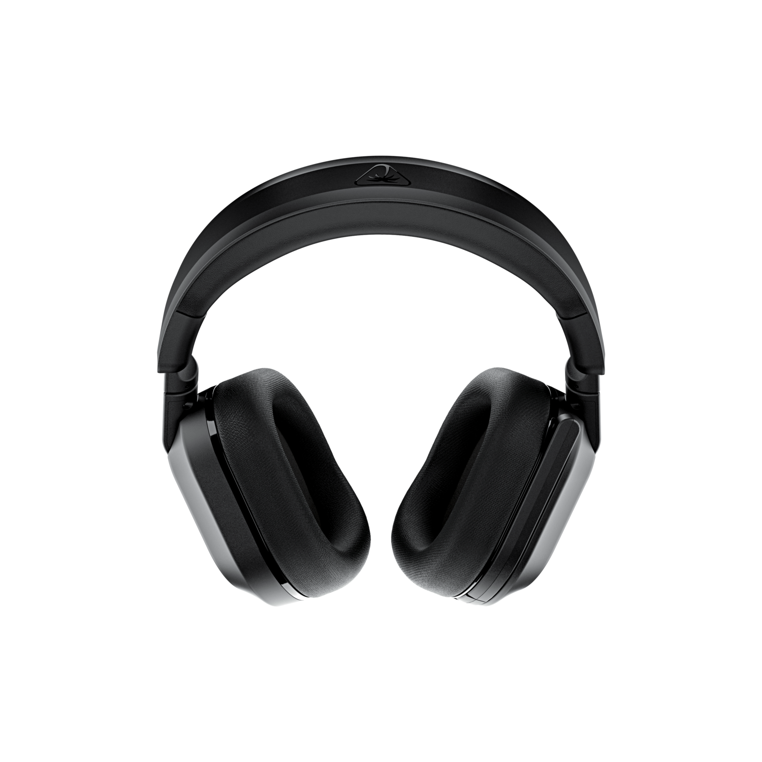 Casque noir sur fond noir. Le casque est orienté vers l'avant.