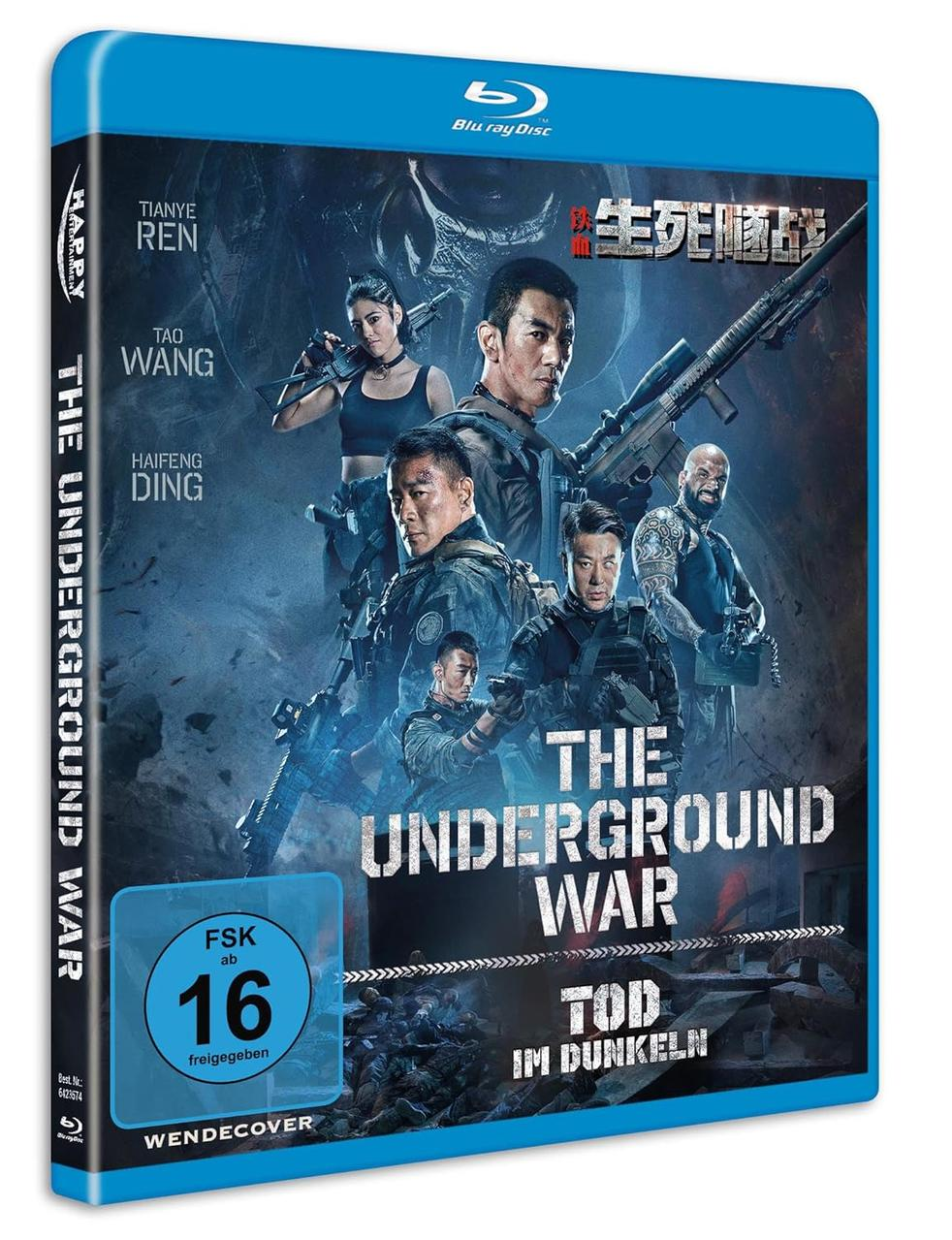 Blu-ray-Cover für 'The Underground War'. Männer mit Waffen in einer dunklen Szene. Text auf Chinesisch und Deutsch.