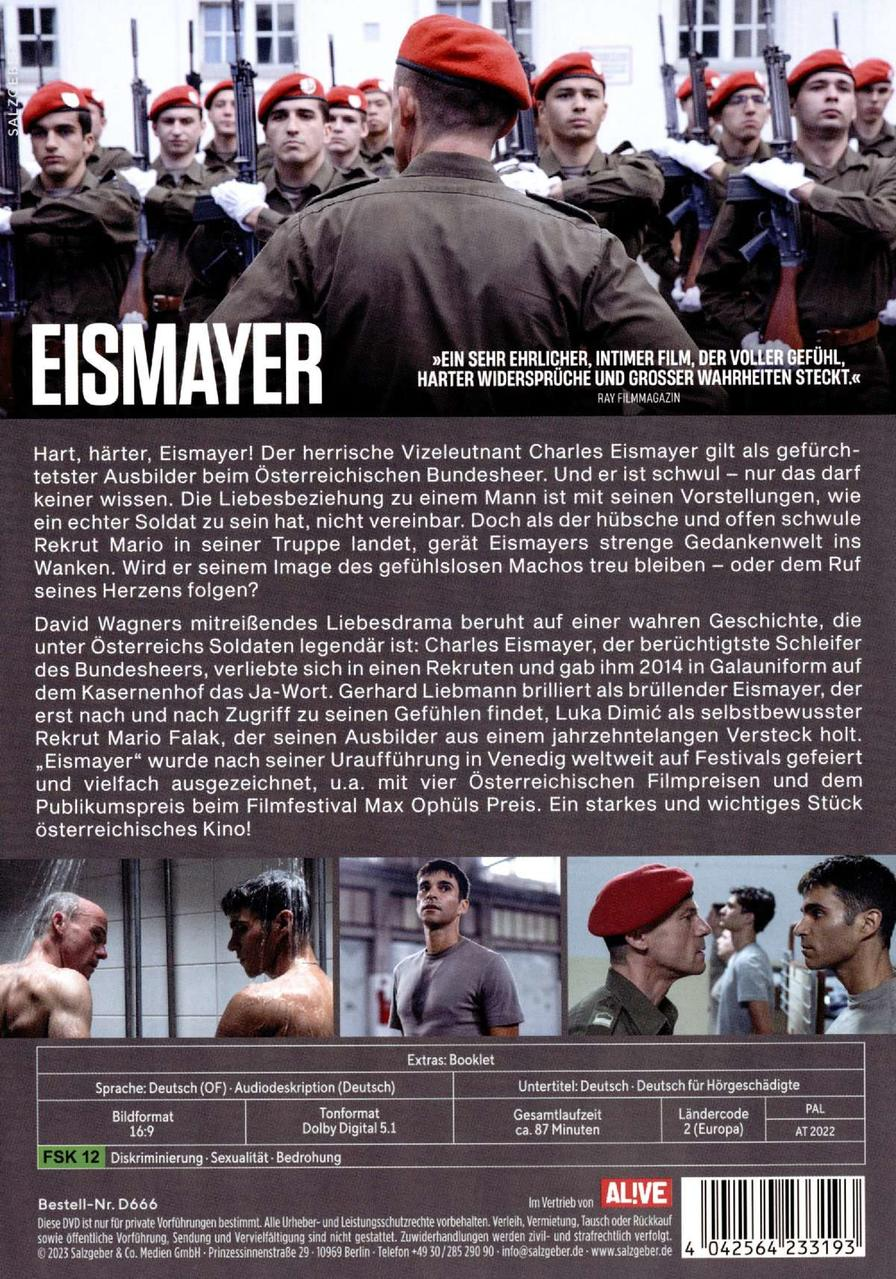 DVD-Cover des Films 'Eismayer', mit einer Gruppe Soldaten und einer Titelkarte.