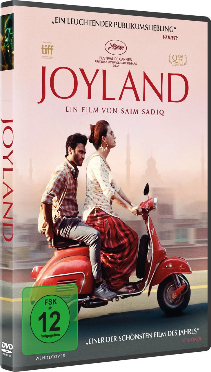 DVD-Cover des Films 'Joyland', mit einem Paar auf einem roten Roller auf der Straße.