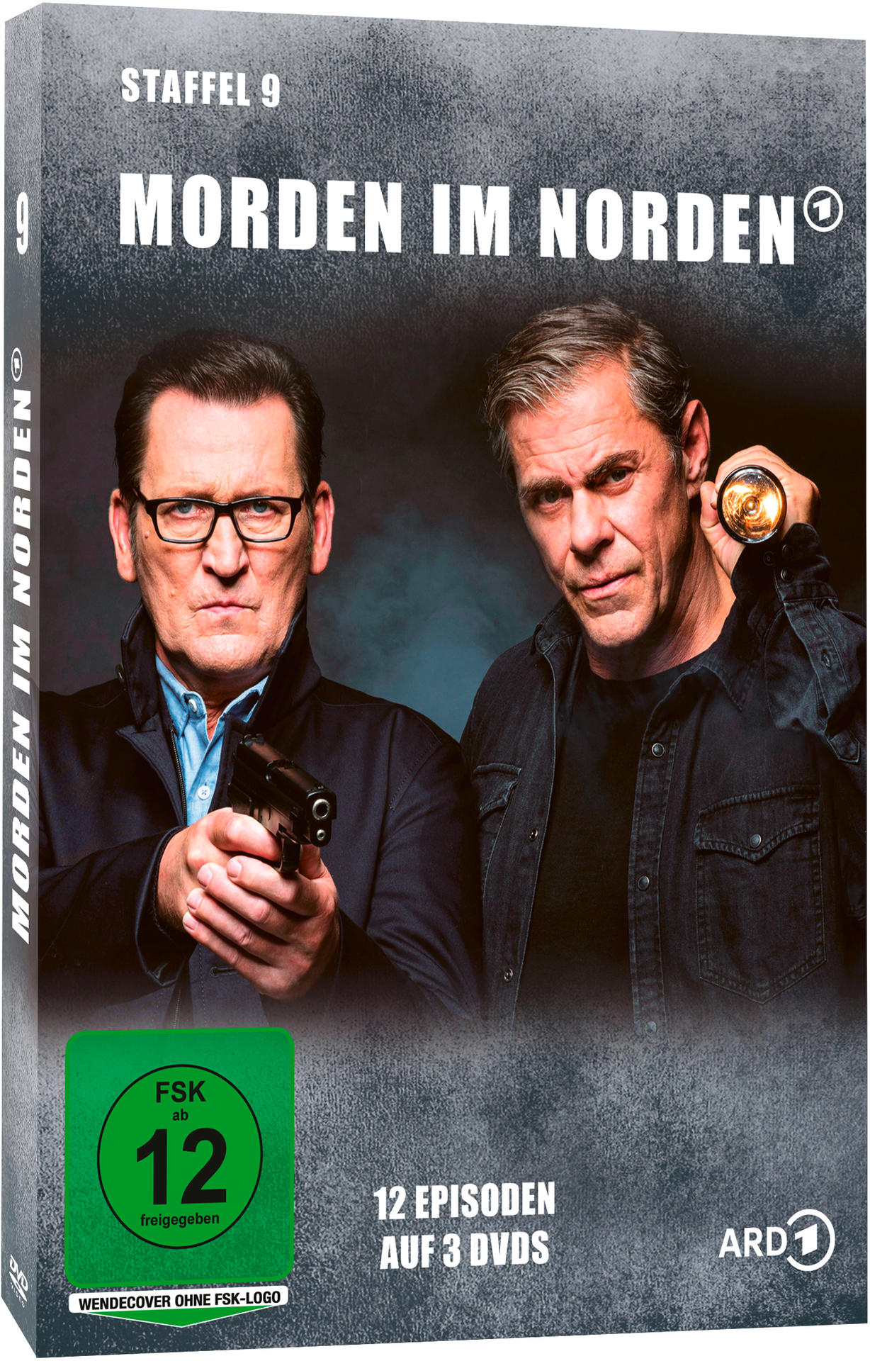 DVD-Box für Staffel 9 von 'Morden im Norden'. Zwei Männer im Anzug sind auf dem Cover.