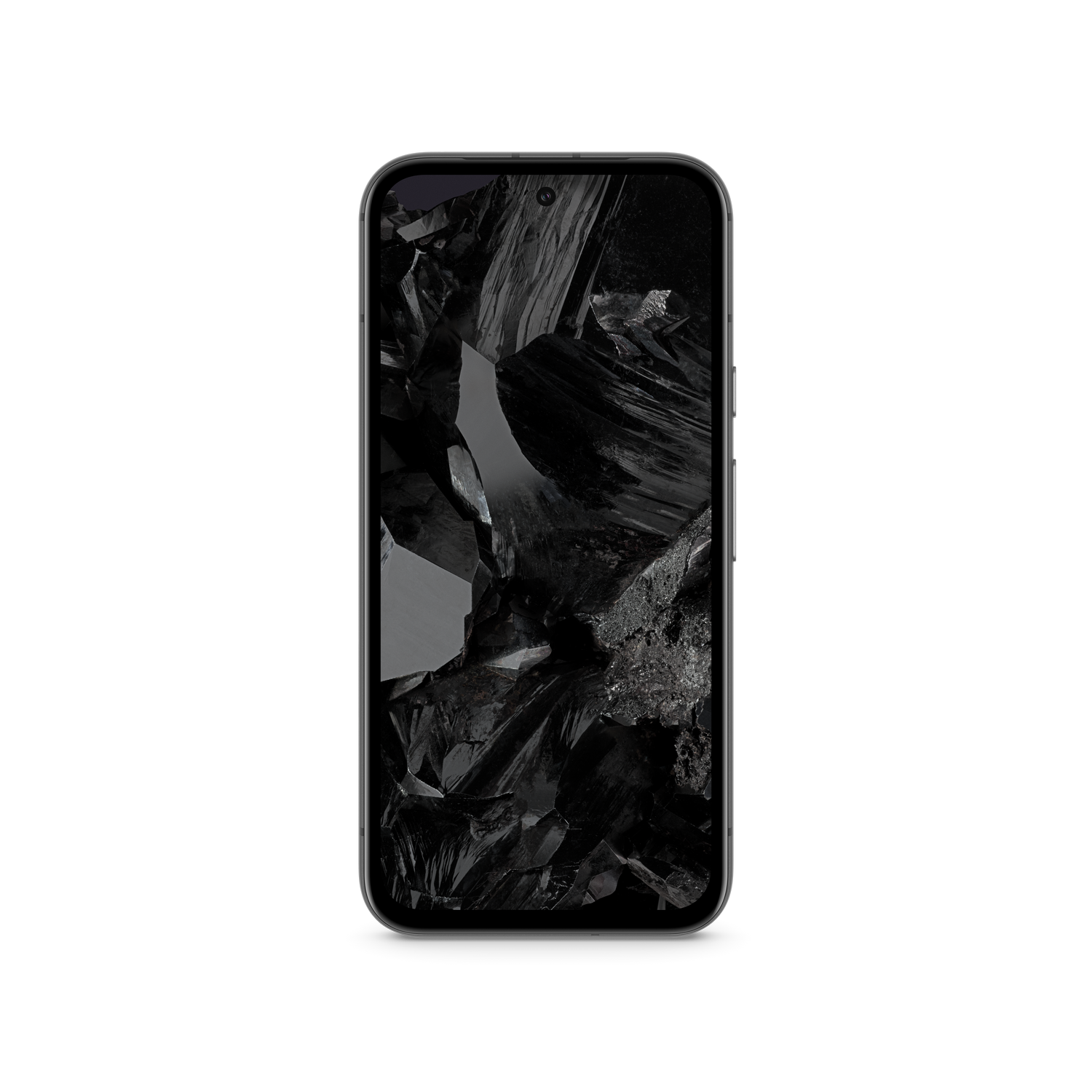 Smartphone con pantalla oscura que muestra formas abstractas negras.