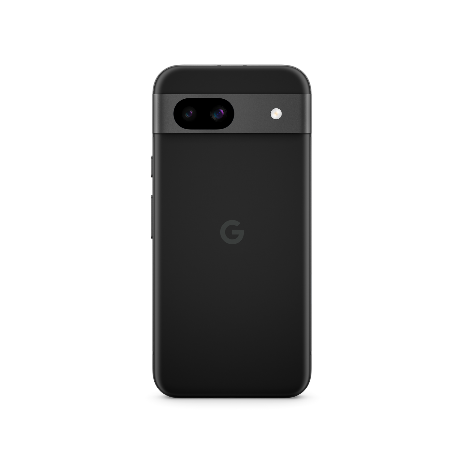 Una funda negra para teléfono con recorte para cámara y el logo de Google 'G'.