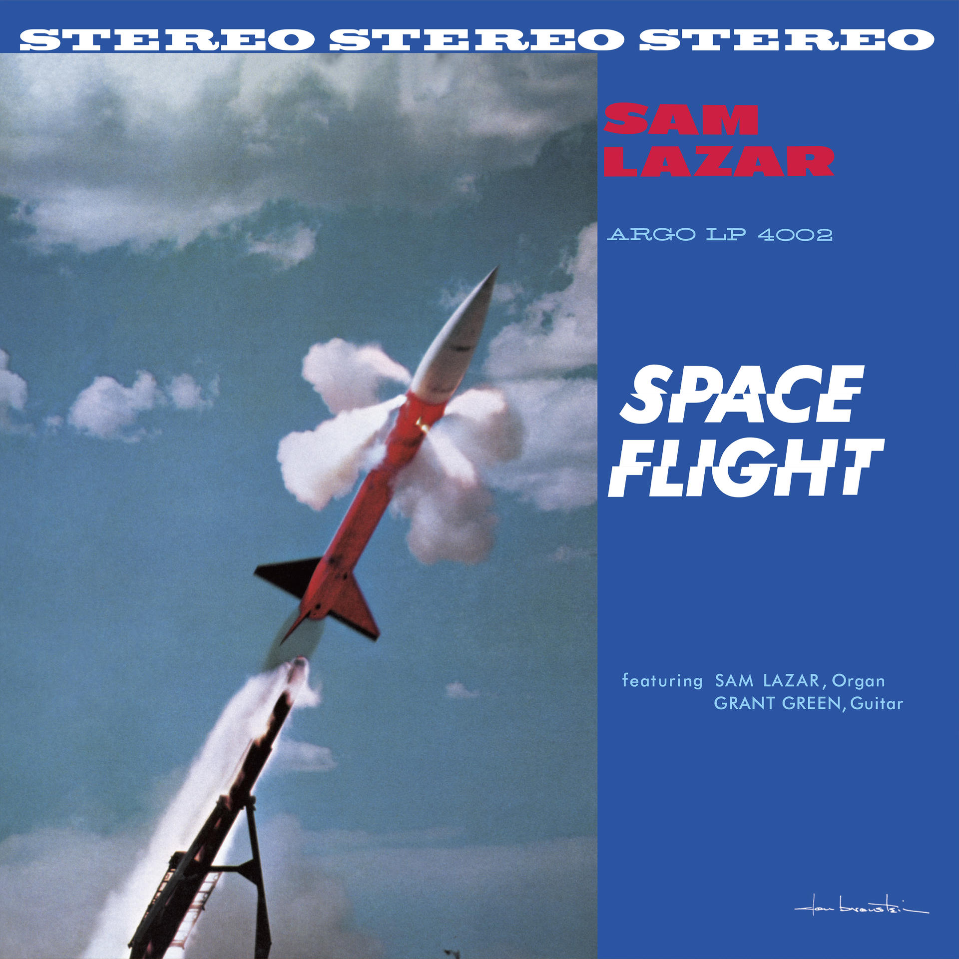 Album borító rakétával, ami felszáll, és a „Space Flight” szöveg a művészek nevével.