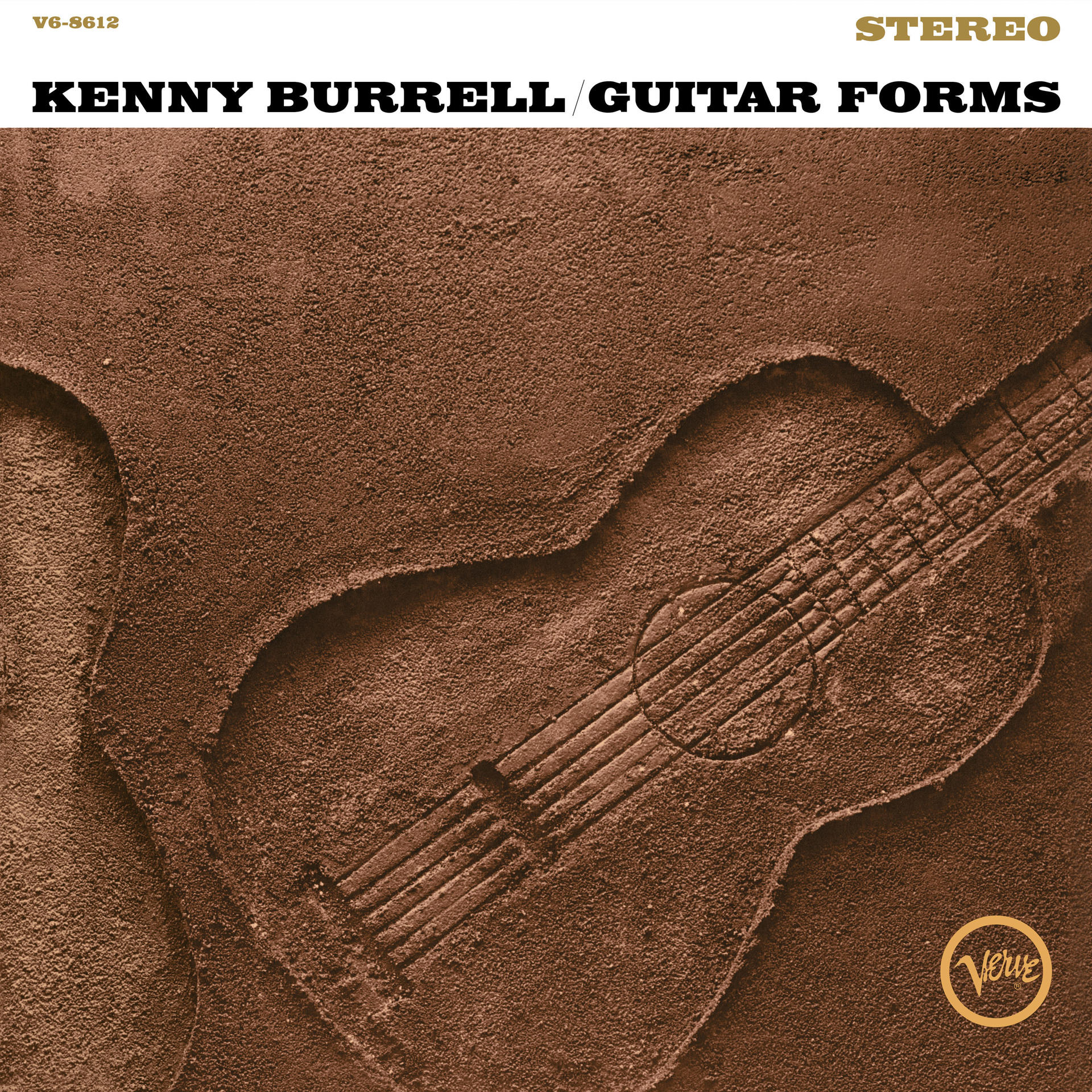 Album borító: "Kenny Burrell / Guitar Forms" gitár sziluettel barna háttéren.