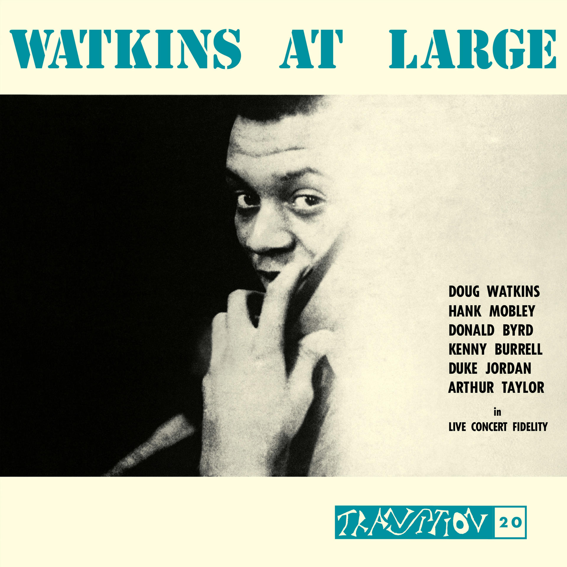 A 'Watkins at Large' album borítója, egy fekete-fehér fotóval egy férfiról.