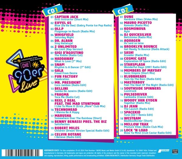 Albumcover einer 90er-Musik-Compilation mit Titelliste.