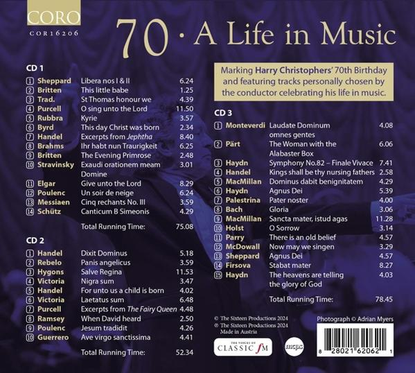 CD-Cover mit Musiktiteln und Text, für ein musikalisches Leben. Weißer Hintergrund.