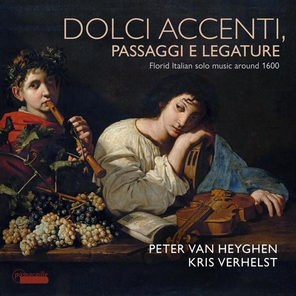 Buchcover, zwei Figuren mit Musikinstrumenten. Text: Dolci Accenti.