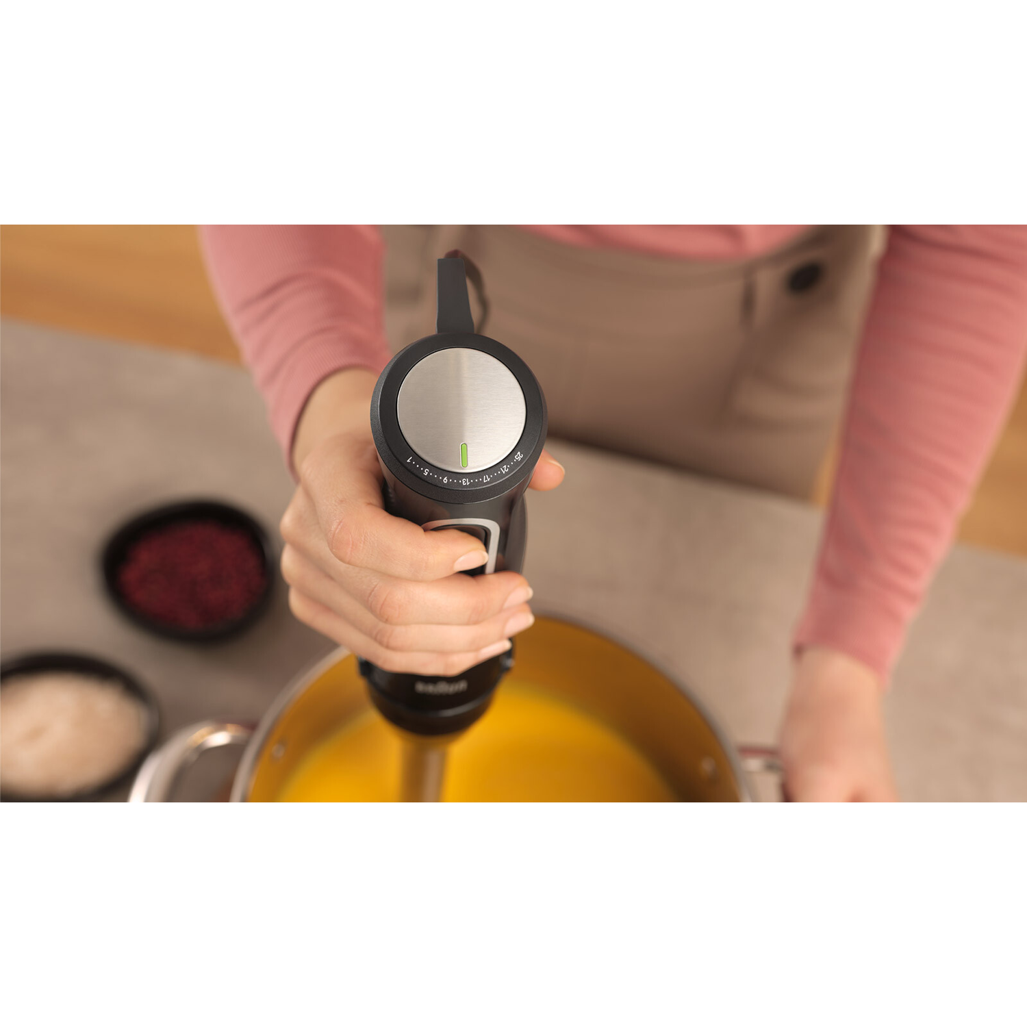 Braun Minipimer 7025 Handmixer 1000 W 3-delig (minizerkleiner 350 ml, staafmixer, 600 ml maatbeker), automatische snelheid, Active Blade-technologie