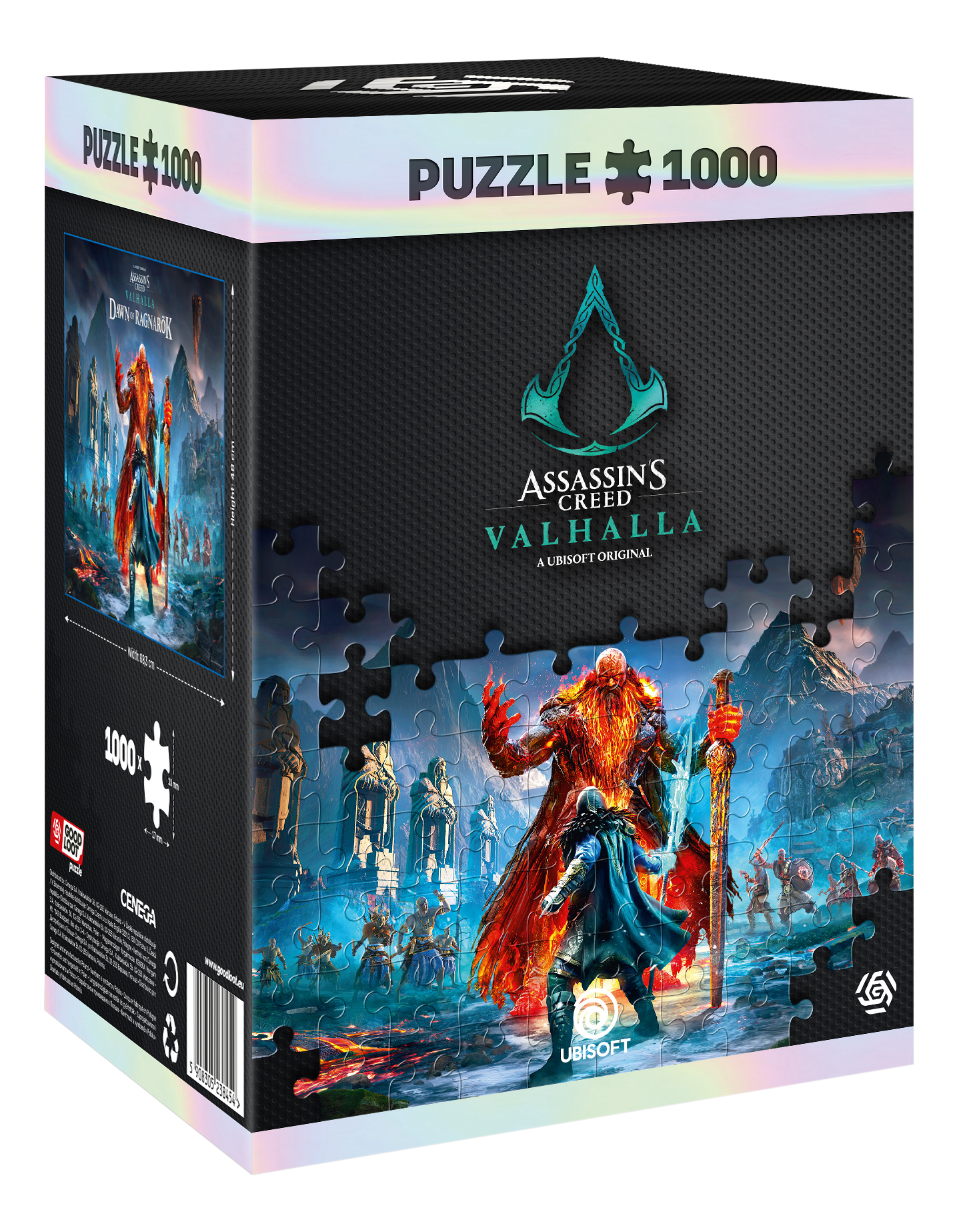 Puzzledose für Assassin's Creed Valhalla mit Spiele-Artwork.