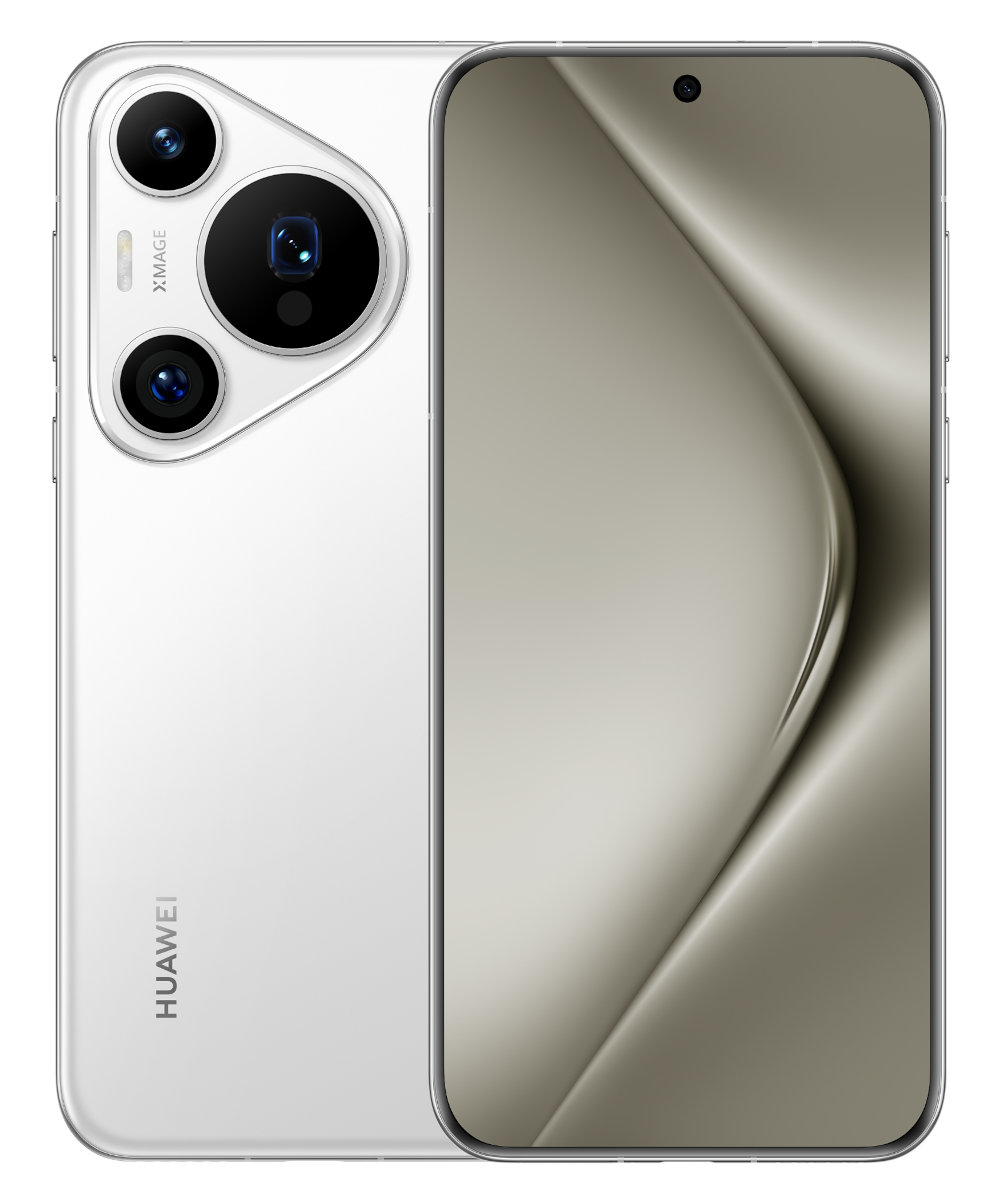 Biały smartfon z potrójnym aparatem. Widoczne plecy i ekran.