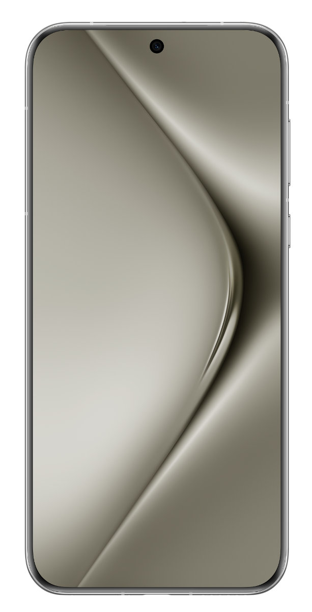 Smartfon ze srebrną ramką i ekranem z beżowym gradientem.