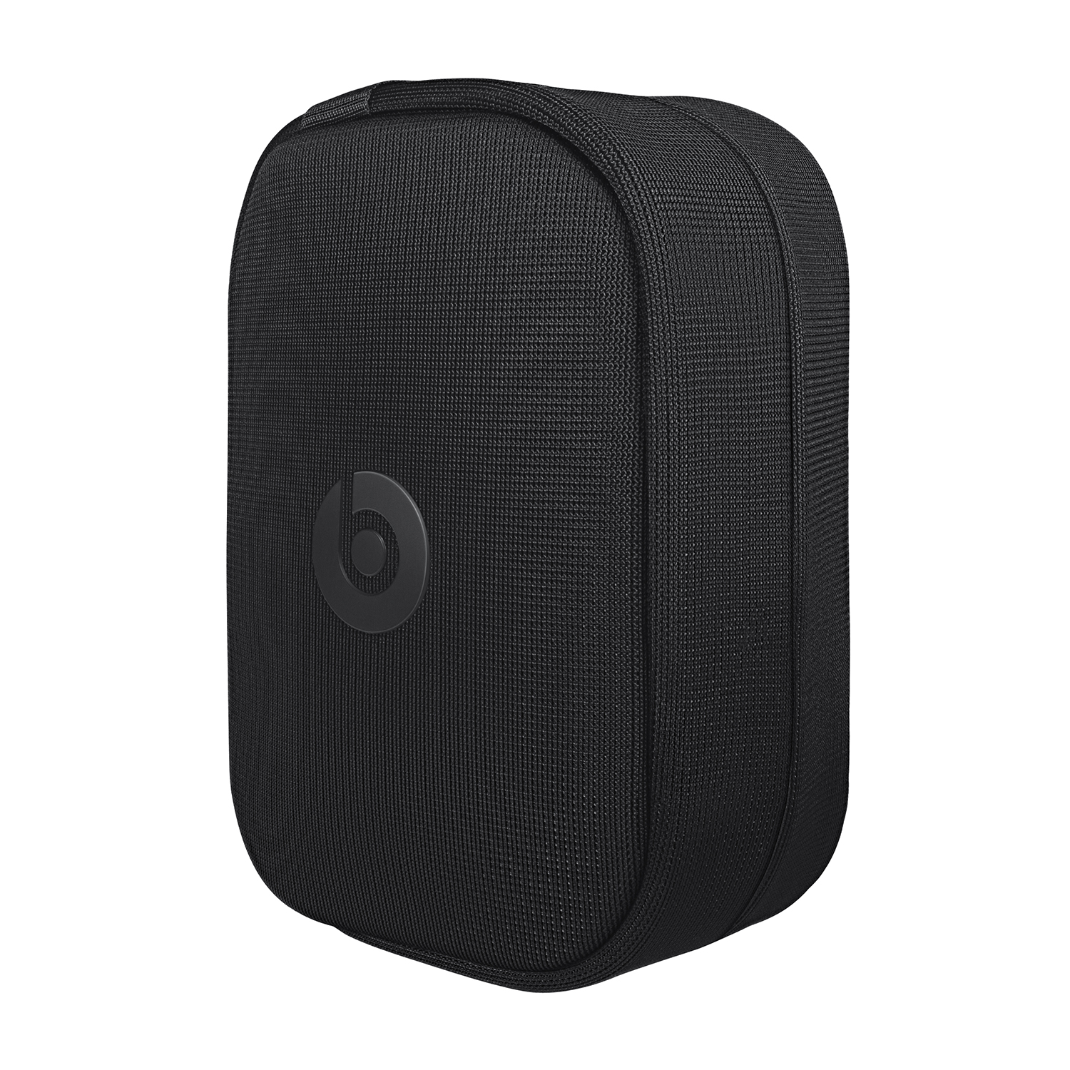 Custodia nera per cuffie Beats su sfondo bianco.