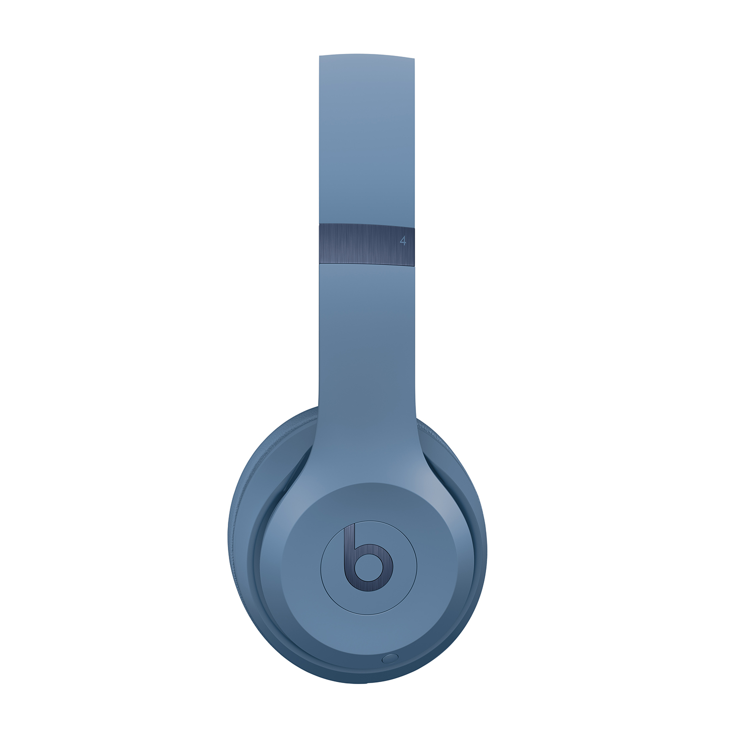 Cuffie Beats blu con padiglione auricolare circolare e logo Beats su sfondo bianco.