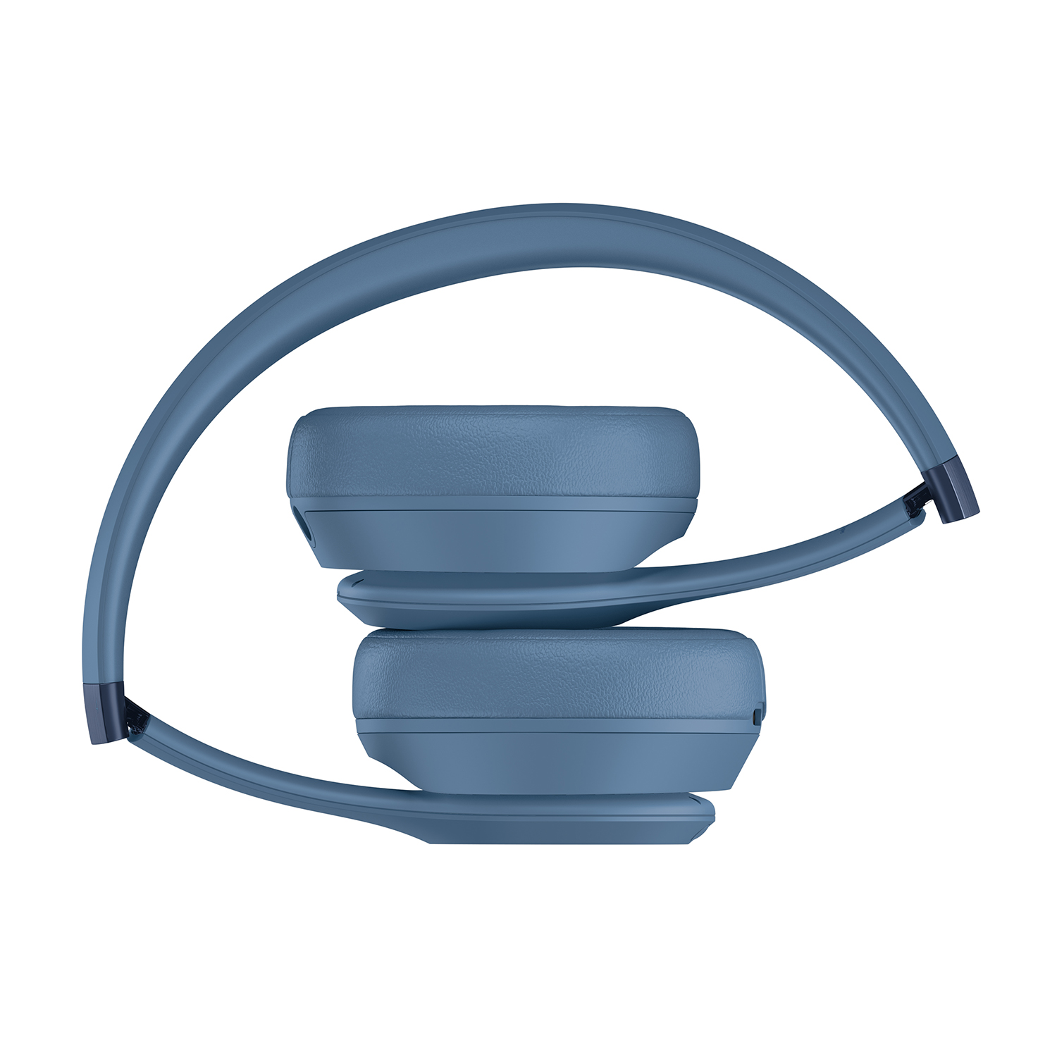 Cuffie blu over-ear, piegate, che mostrano i padiglioni e l'arco dell'archetto.