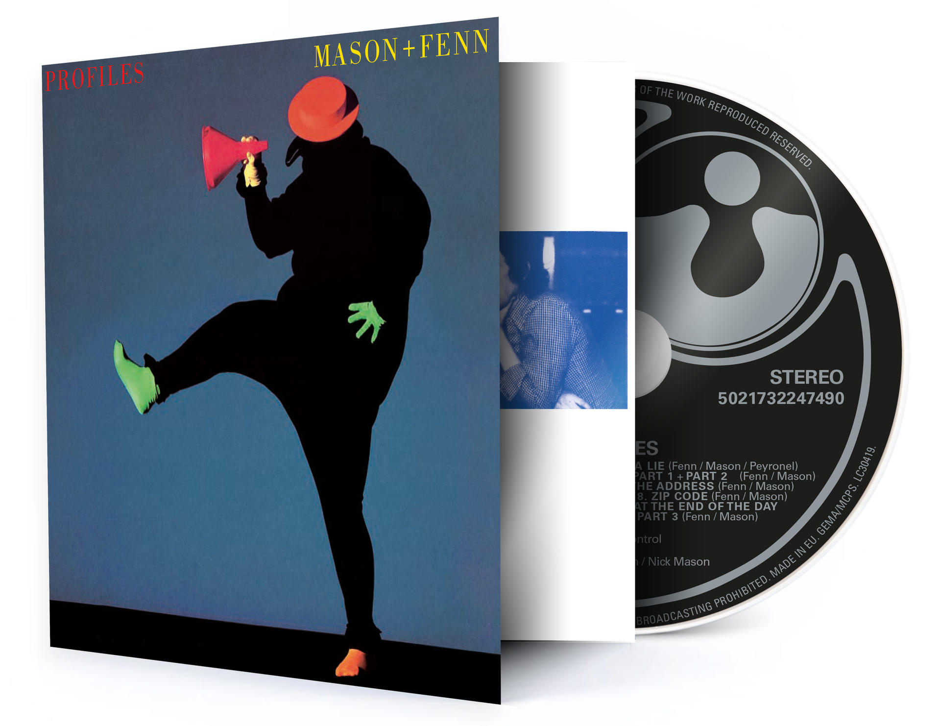 Albumcover mit einer silhouettierten Figur, die ein Megaphon hält. CD-Hülle offen, farbenfrohes Design.