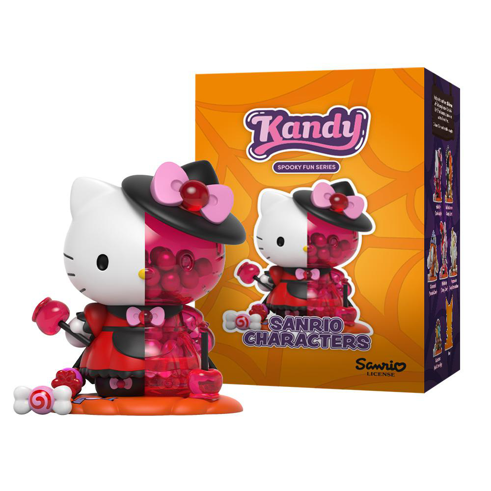 Eine Hello Kitty-Figur, geteilt mit zwei Gesichtern. Eine Hälfte ist Hello Kitty, die andere transparent.