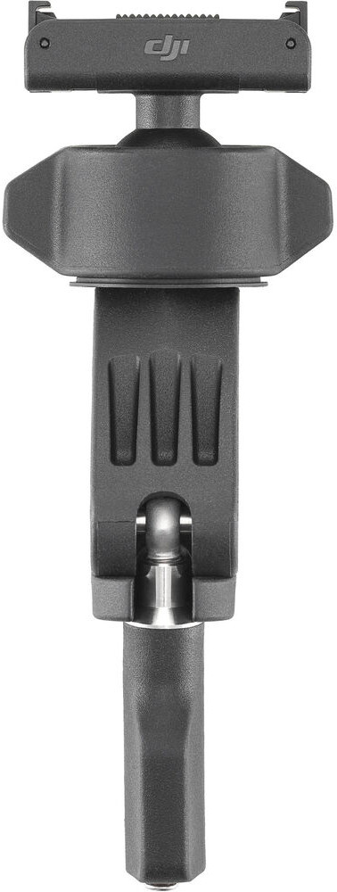 DJI device, black with a handle, extending from a connector. The DJI logo is at the top.