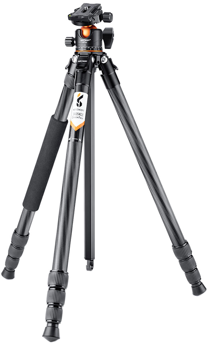 K&F Concept A254C4+BH-35L karbon állvány + monopod, fekete-narancs