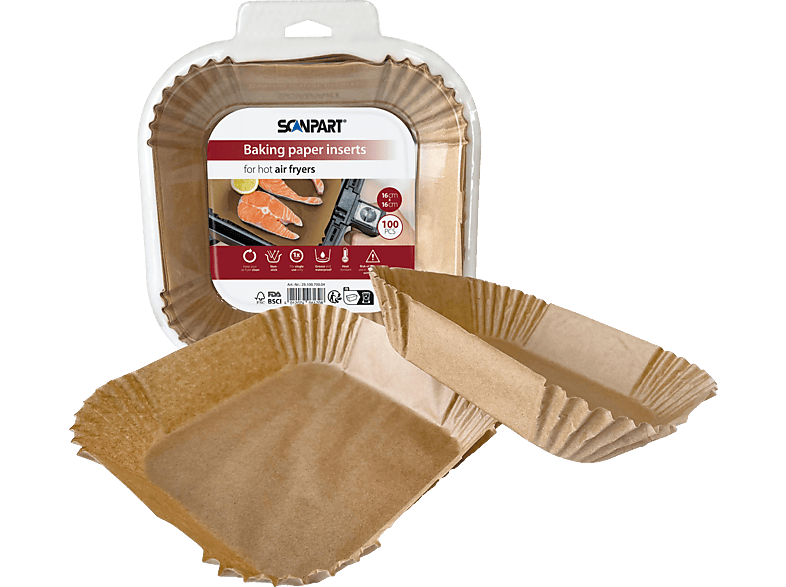 SCANPART Heißluftfritteusenpapier 16x16 cm, Backpapier-Einlage Braun