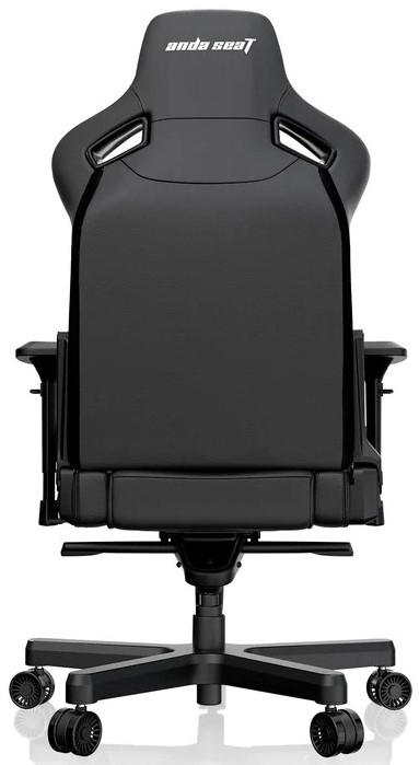 Chaise de jeu noire, vue arrière, avec le logo 'anda seat'.