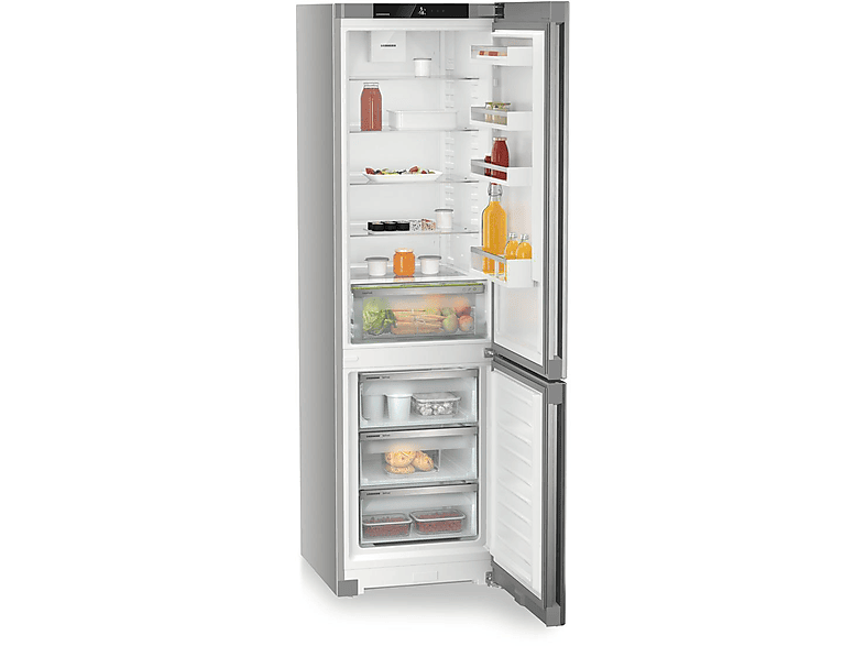 LIEBHERR KGNsf 57Va03 Kühlgefrierkombination (A, 371 l, 2015 mm hoch, Tür: SteelFinish & Gehäuse: Silver)