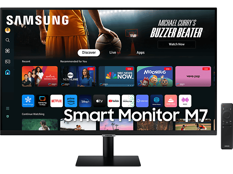 REACONDICIONADO Seminuevo Muy bueno Monitor - Samsung Smart M7 LS32DM700UUXEN, 32", UHD 4K, 4ms, 60Hz, WiFi, Bluetooth, Negro